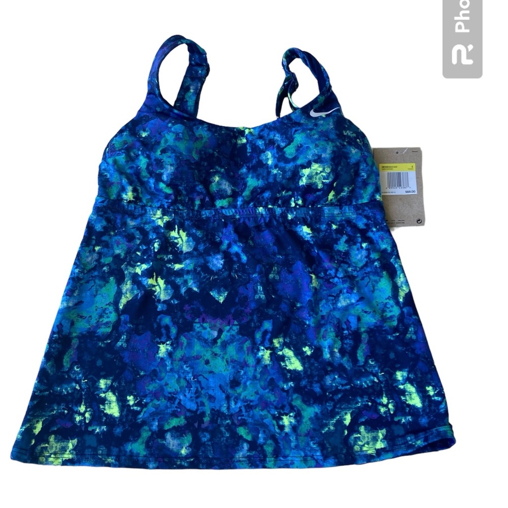 Nike Women's Navy Multi Tankini Swim Top (NESSD343-440) Size S Adjustable Straps